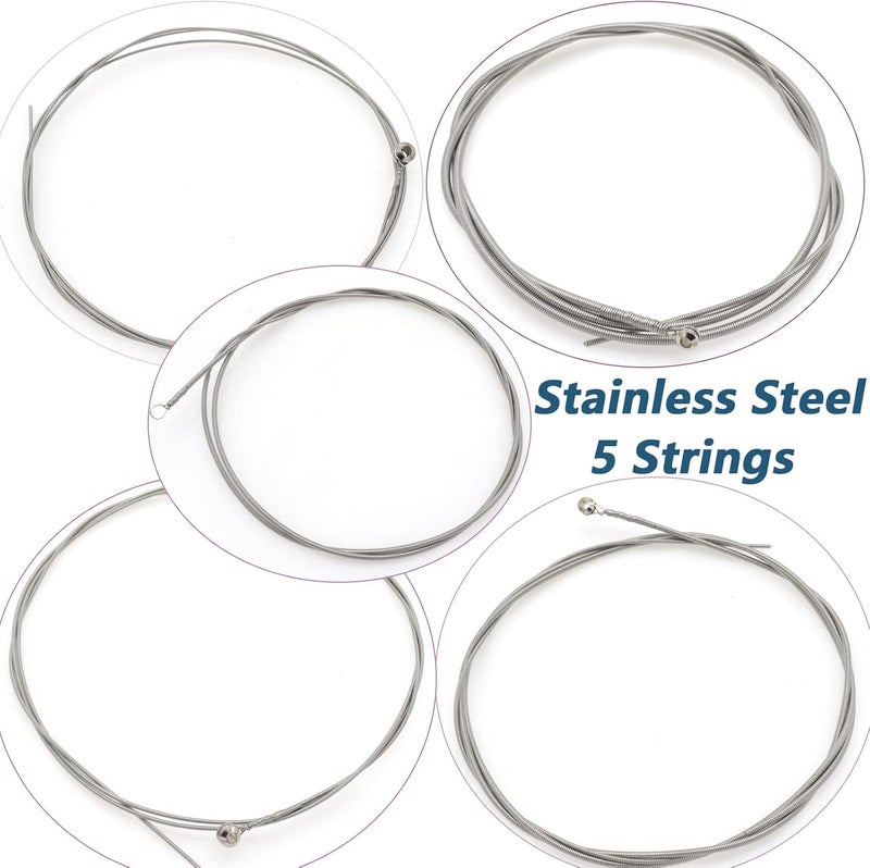 Cheerock Stainless Steel 5 String Bass Strings Replacement Set, Acoustic Bass Strings, Electric Bass String, 5 String Bass Instrument Accessories - Image 2